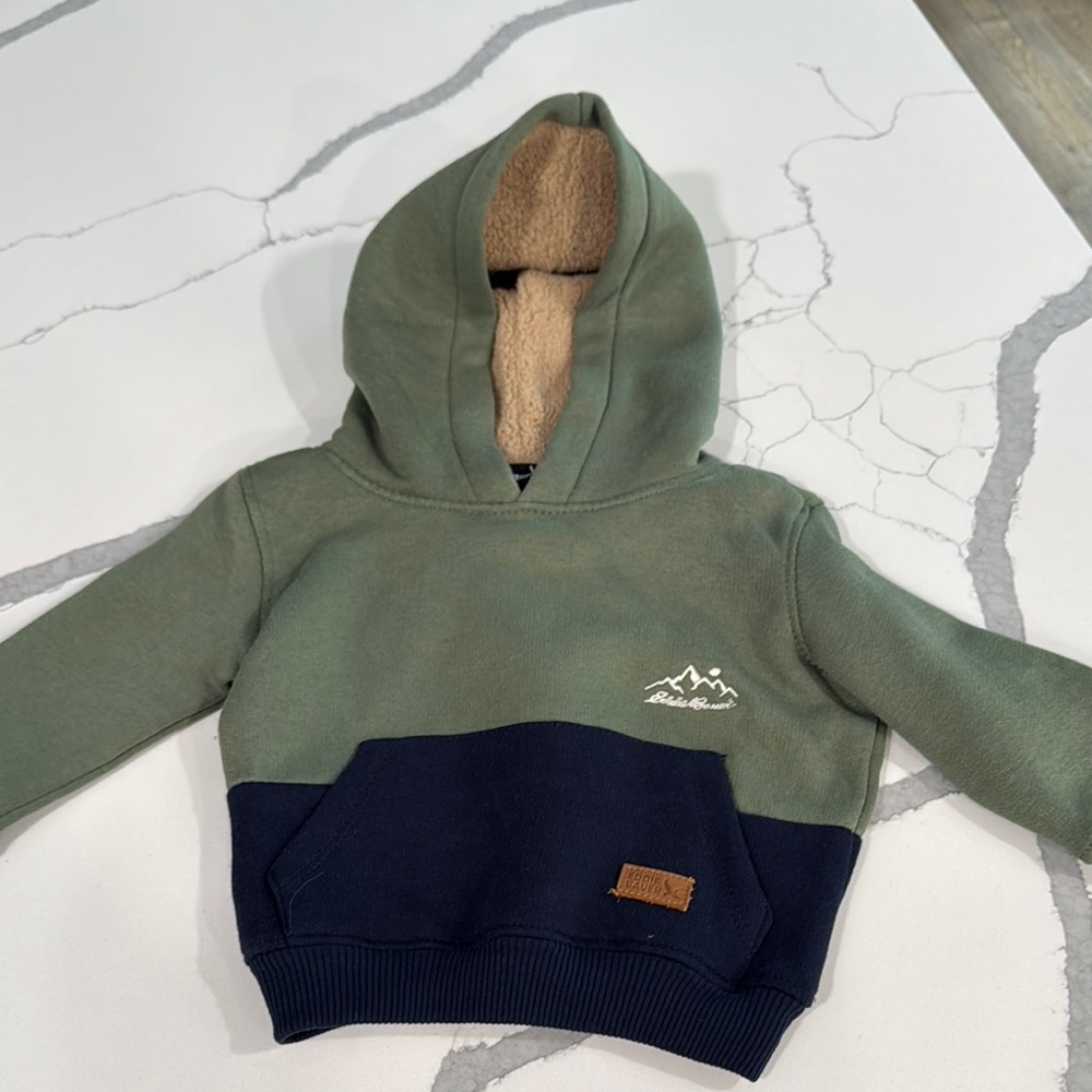 Baby 12 Month Green and Navy Hoodie